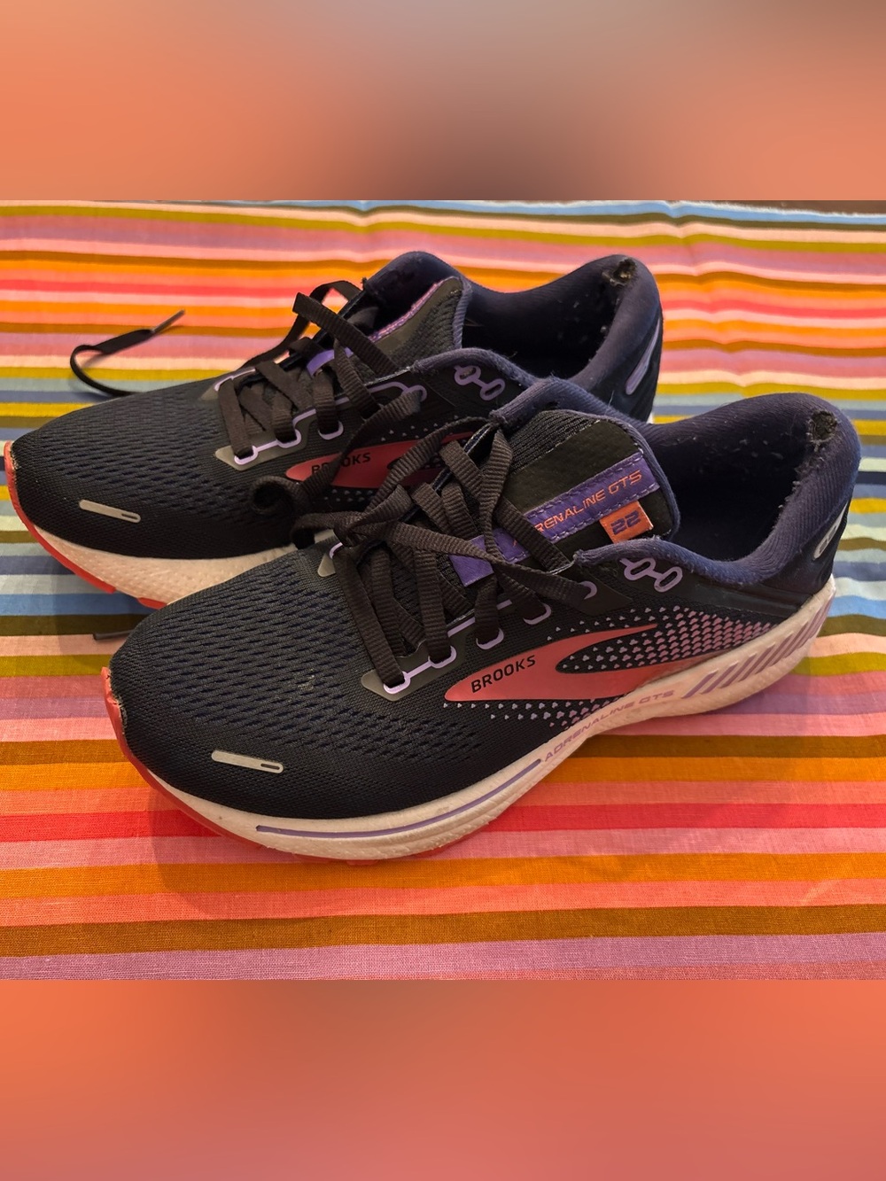 Brooks Navy Running Shoes with Pink & Purple Details